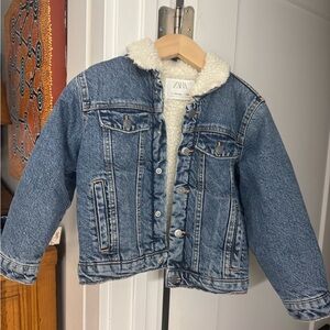 Zara Kids Denim Jacket with Cream Sherpa Lining